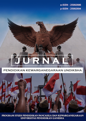 					View Vol. 11 No. 3 (2023): September, Jurnal Pendidikan Kewarganegaraan Undiksha
				